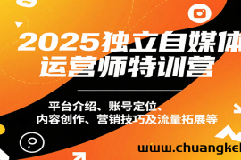 2025独立自媒体运营师特训营：平台介绍、账号定位、内容创作、营销技巧及流量拓展等