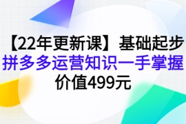 （3963期）【22年更新课】基础起步，拼多多运营知识一手掌握，价值499元