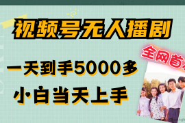 （12046期）视频号无人播剧，拉爆流量不违规，一天到手5000多，小白当天上手，多…