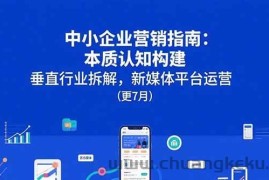 （15501期）中小企业营销指南：本质认知构建，垂直行业拆解，新媒体平台运营(更7月)