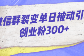 （7061期）微信群裂变单日被动引流创业粉300+