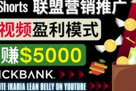 通过Youtube Shorts推广联盟营销商品，月赚5000美元方法和技巧