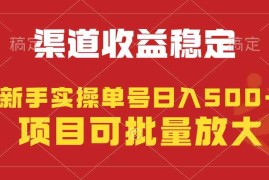 （9896期）稳定持续型项目，单号稳定收入500+，新手小白都能轻松月入过万