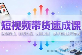短视频带货速成课：选品逻辑，拍摄剪辑，流量运营，新手快速起号变现