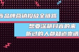 抖音品牌营销投放全链路：想要深耕抖音的来，听过的人都知道靠谱