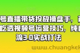 视频号直播带货投放操盘手，两天带你吃透视频号运营技巧，纯自然流3.0实战打法