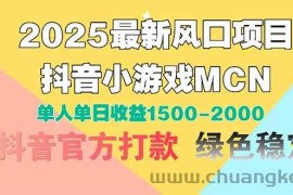 （14625期）2025最新风口项目 抖音小游戏MCN 单人单日收益1500-2000+