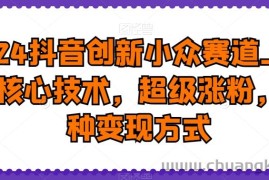 2024抖音创新小众赛道上热门核心技术，超级涨粉，多种变现方式【揭秘】