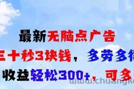 （13448期）最新无脑点广告，三十秒3块钱，多劳多得，日收益轻松300+，可多开！