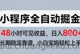 微信小程序全自动掘金，快速见收益，长期稳定靠谱，零基础友好，日入8张【揭秘】