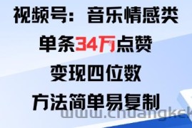 视频号分成计划新玩法：音乐情感类单条34W点赞，变现四位数，方法简单易复制