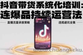 （15568期）抖音带货系统化培训：连爆品持续运营法，直播流量承接策略，违规避坑全集