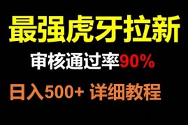 虎牙拉新，审核通过率90%，最强玩法，日入500+