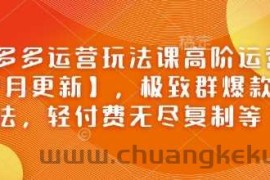 拼多多运营玩法课高阶运营【2月更新】，极致群爆款玩法，轻付费无尽复制等