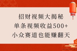 招财视频大揭秘：单条视频收益500+，小众赛道也能赚翻天！