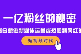 （2089期）一亿粉丝的秘密，适合想做新媒体运营或短视频网红的你