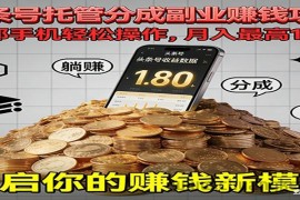 全程托管今日头条，一部手机就可以开干，最高躺赚1W+