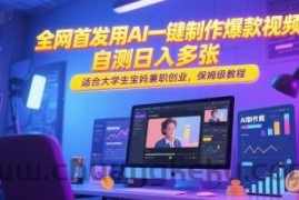 全网首发用AI一键制作爆款视频，自测日入多张，适合大学生宝妈兼职创业，保姆级教程