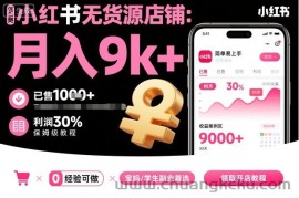 小红书无货源店铺项目，简单易上手，月入9k+，保姆级教程
