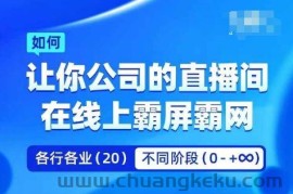 企业矩阵直播霸屏实操课，让你公司的直播间在线上霸屏霸网