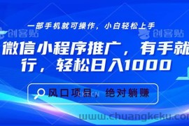 （13709期）微信小程序推广，有手就行，轻松日入1000+