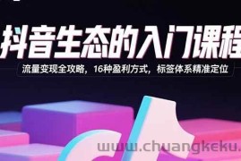 （15856期）抖音生态的入门课程：流量变现全攻略，16种盈利方式，标签体系精准定位