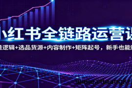 小红书全链路运营课：流量逻辑+选品货源+内容制作+矩阵起号，新手也能赚钱
