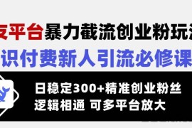 （14432期）交友平台暴力截流创业粉玩法，知识付费新人引流必修课，日稳定300+精准…