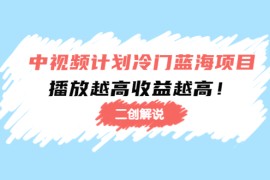 （4308期）中视频计划冷门蓝海项目【二创解说】培训课程：播放越高收益越高！