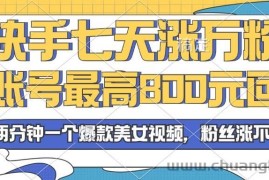 （13158期）2024年快手七天涨万粉，但账号最高800元回收。两分钟一个爆款美女视频