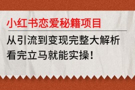 （4783期）小红书恋爱秘籍项目，从引流到变现完整大解析 看完立马能实操【教程+资料】