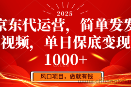 京东代运营，简单发发视频，单日保底变现1000+