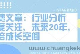 付费文章：行业分析 高度关注，未来20年，万倍成长空间