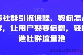 玩转社群引流课程，教你怎么玩社群，让用户裂变倍增，轻松打造社群流量池