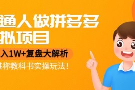 普通人做拼多多虚拟项目，月入1W+复盘大解析，堪称教科书实操玩法！