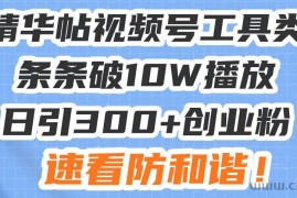 （13643期）星球精华帖视频号工具类视频条条破10W播放日引300+创业粉，速看防和谐！