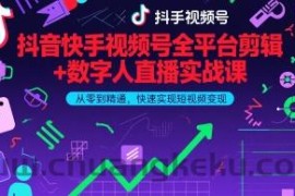 抖音快手视频号全平台剪辑+数字人直播实战课，从零到精通，快速实现短视频变现(更新10月)​