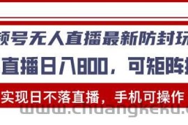 （13377期）视频号无人直播最新防封玩法，实现日不落直播，手机可操作，单直播日入…