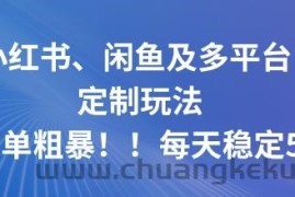 小红书、闲鱼及多平台定制玩法简单粗暴！每天稳定5张