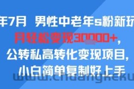 25年7月男性中老年s粉新玩法，月轻松变现3W+，公转私高转化变现项目，小白简单复制好上手