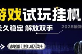 2025最新游戏试玩挂G，长久稳定，解放双手 高收益，单机日入过千【揭秘】
