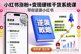 小红书涨粉+变现硬核干货系统课，带你逆袭小红书