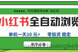 小红书全自动浏览项目，零投资，全程手机去跑，单账号一天10米+，可无限矩阵去做【揭秘】