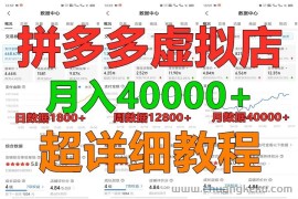 拼多多虚拟电商训练营月入40000+，全网最详细，你做你也行，暴利稳定长久