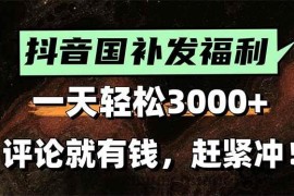 （15530期）一天轻松3000+，抖音国补福利！评论就有钱，还有额外躺赚！