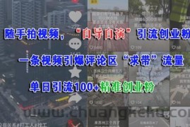 随手拍视频，自导自演引流创业粉， 一条视频引爆评论区“求带”流量，单日引流100+精准创业粉