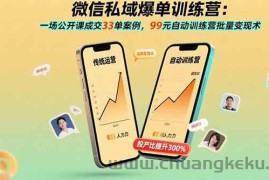 （15843期）微信私域爆单训练营：一场公开课成交33单案例，99元自动训练营批量变现术