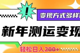 新年运势测试变现，日入200+，几分钟一条作品，变现方式多样化【揭秘】