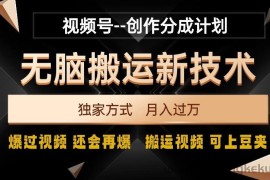 视频号无脑搬运新技术，破原创壕流量，独家方式，爆过视频，还会再爆【揭秘】