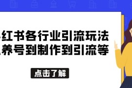 （5852期）小红书各行业引流玩法，从养号到制作到引流等，一条龙分享给你